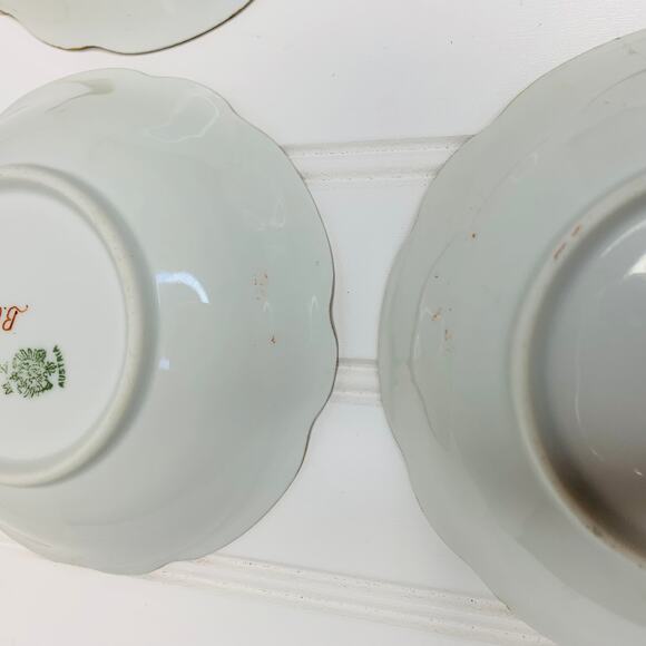 MZ Austria Small Bowl Rose Garland Trim Burgundy Gold Trim Set 6 5" diameter - Picture 6 of 8